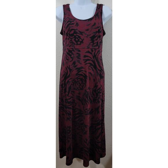 Karin Stevens Burgundy Black Geo Print 2 Piece A Line Dress Set 8P Lightweight - Picture 2 of 8